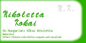 nikoletta kokai business card